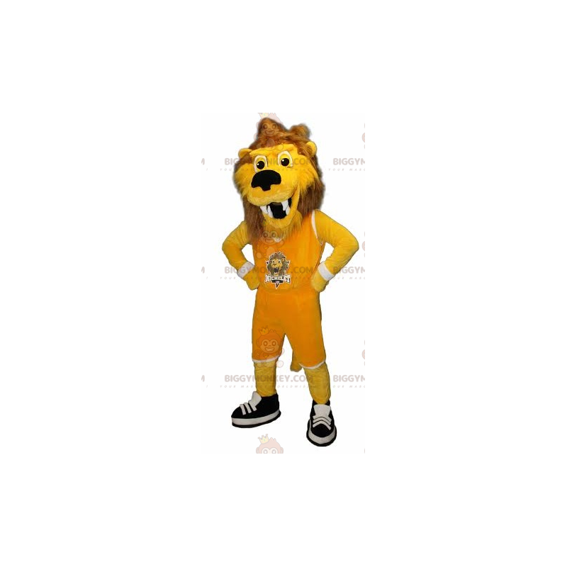 BIGGYMONKEY™ maskottiasu, keltainen ja ruskea Tiger Lion