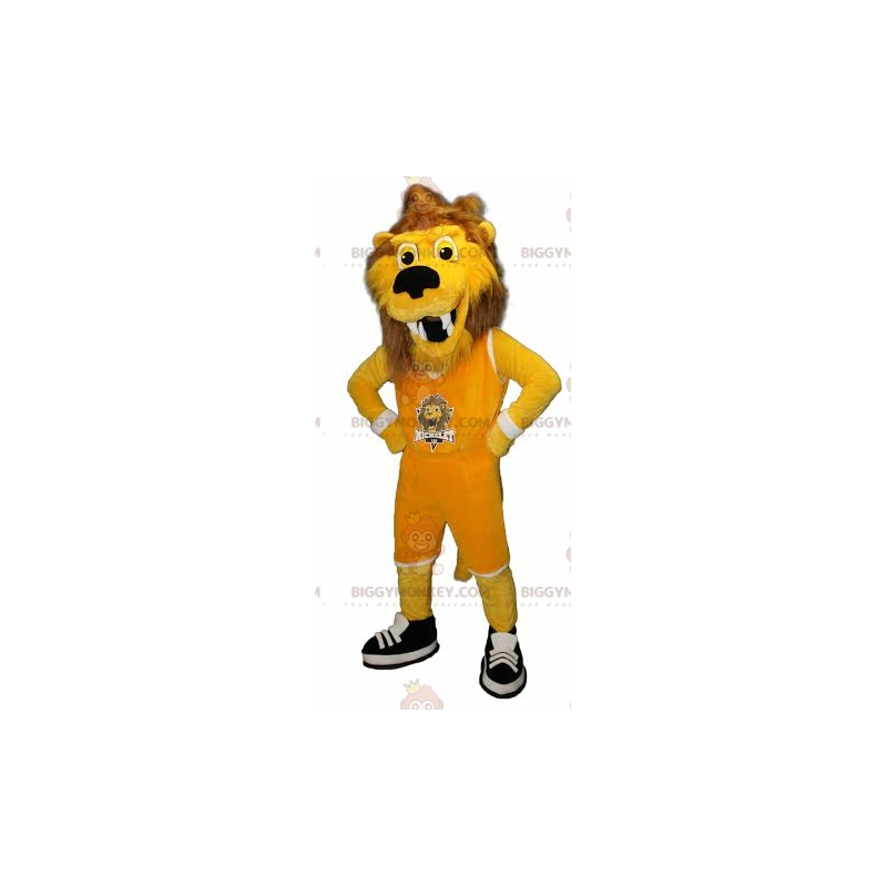 Costume de mascotte BIGGYMONKEY™ de lion de tigre jaune et