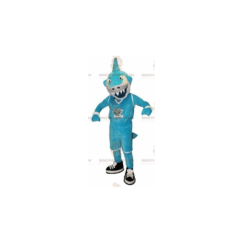 BIGGYMONKEY™ maskotdräkt för en häftig blå och vit haj -