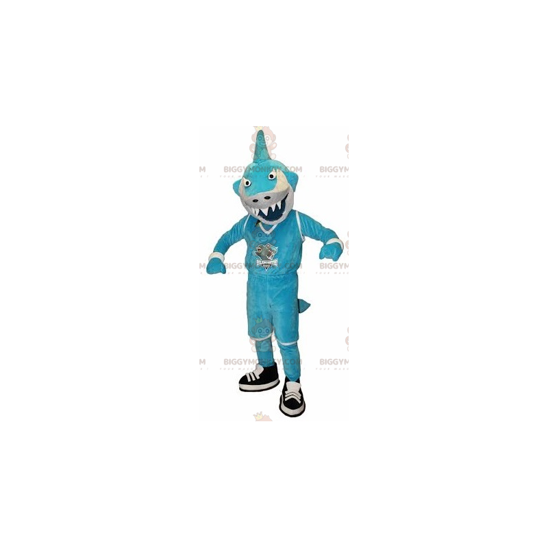 Costume da mascotte BIGGYMONKEY™ squalo bianco e blu