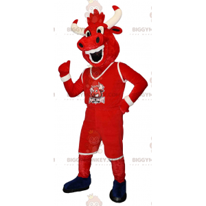 Costume da mascotte BIGGYMONKEY™ di bufalo di mucca rossa e