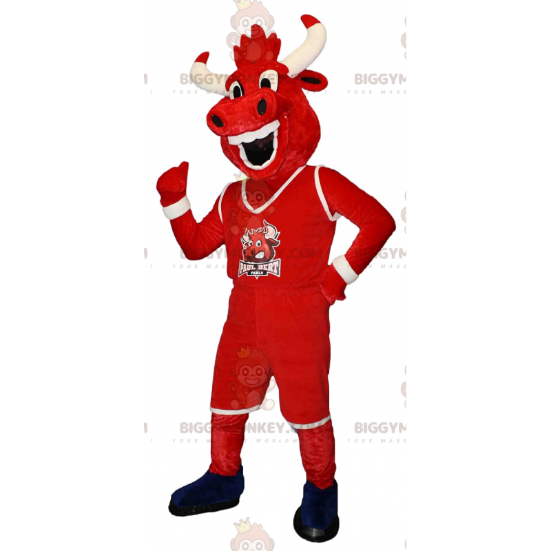 Costume da mascotte BIGGYMONKEY™ di bufalo di mucca rossa e