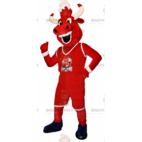 BIGGYMONKEY™ Maskottchen-Kostüm, rot-weißer Kuh-Stier-Büffel -