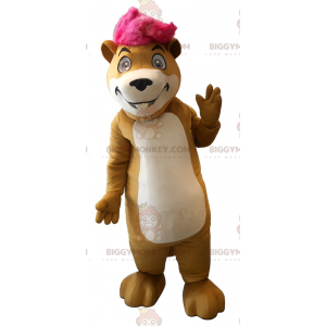 Traje de mascote BIGGYMONKEY™ de Hamster Marmota com pavio rosa