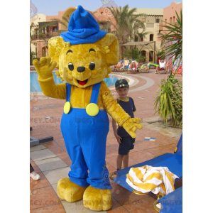 BIGGYMONKEY™ Mascot Costume Beige Teddy In Overalls -