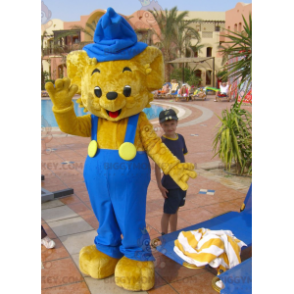 BIGGYMONKEY™ Mascot Costume Beige Teddy In Overalls -