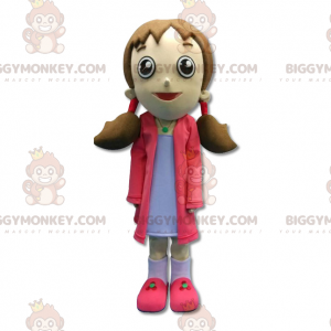 BIGGYMONKEY™ mascot costume girl dressed in pink with quilts –