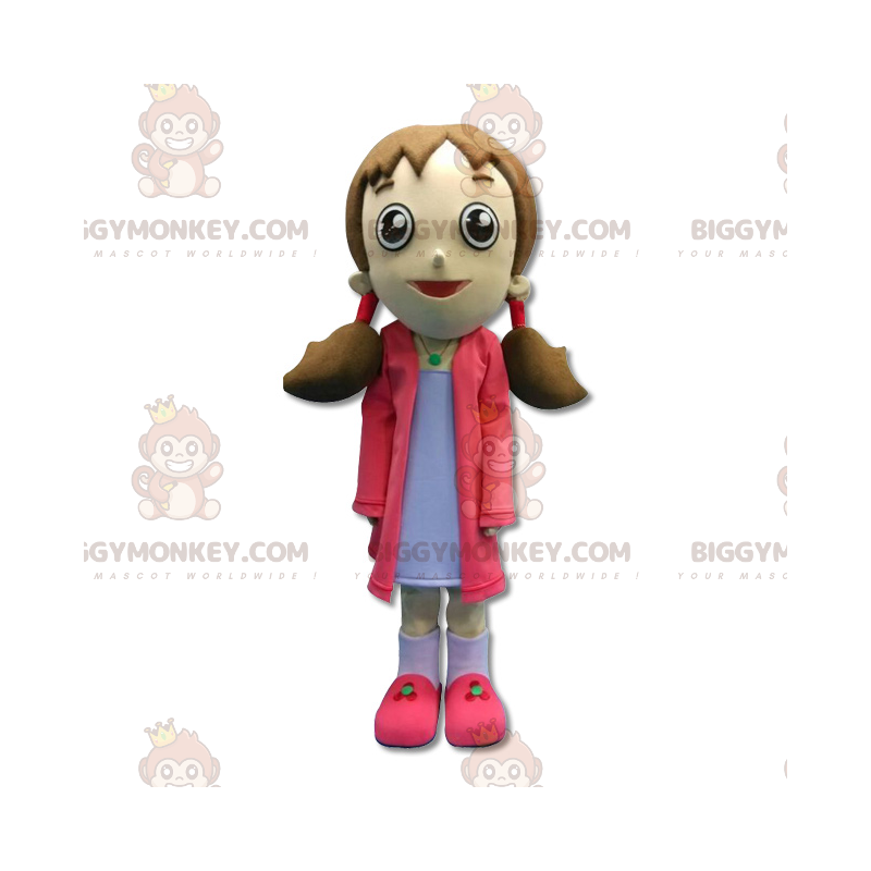 BIGGYMONKEY™ mascottekostuum meisje gekleed in roze met quilts