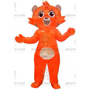 Pehmeä ja söpö oranssi ja beige kissan BIGGYMONKEY™ maskottiasu