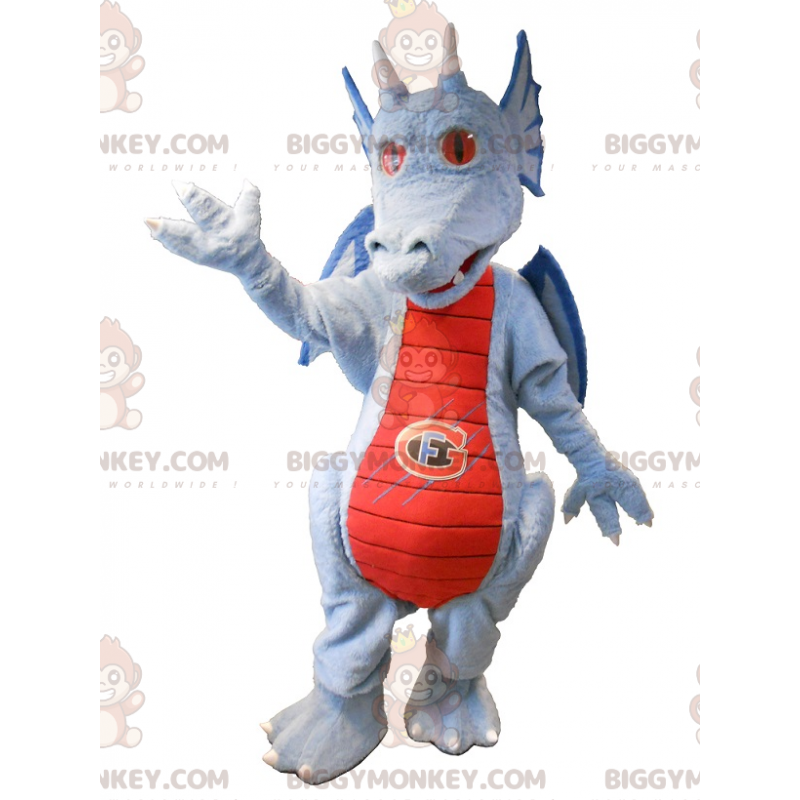 Στολή μασκότ BIGGYMONKEY™ Blue and Red Dragon. Φανταστική στολή