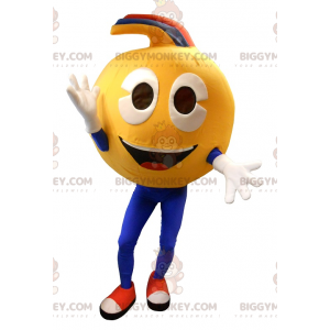 Costume de mascotte BIGGYMONKEY™ de smiley jaune très souriant.