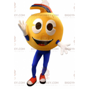 Costume de mascotte BIGGYMONKEY™ de smiley jaune très souriant.