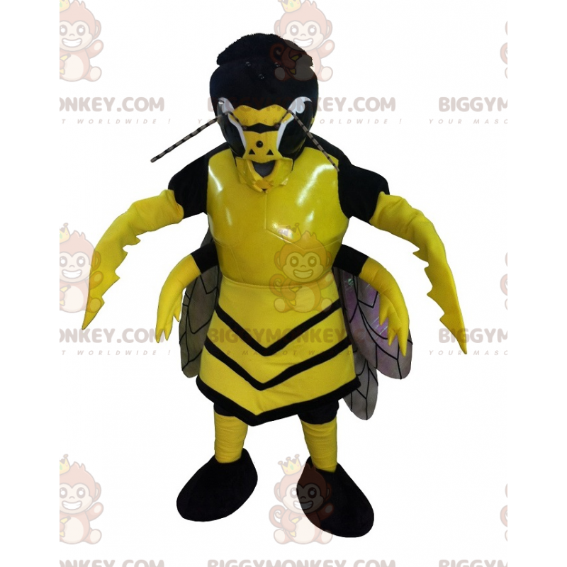 Enge gele en zwarte wesp horzel BIGGYMONKEY™ mascottekostuum -
