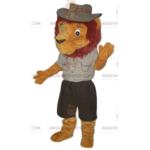 Löwe BIGGYMONKEY™ Maskottchen-Kostüm im Entdecker-Outfit -