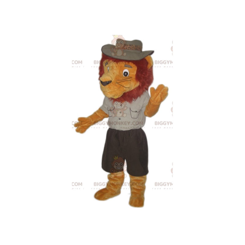 Lion BIGGYMONKEY™ Mascot Costume Dressed In Explorer Outfit –