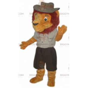 Lion BIGGYMONKEY™ Mascot Costume Dressed In Explorer Outfit -