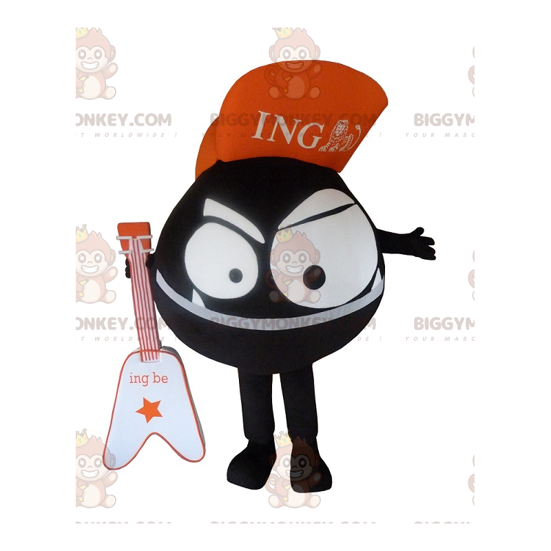 Costume de mascotte BIGGYMONKEY™ de monstre noir tout rond.