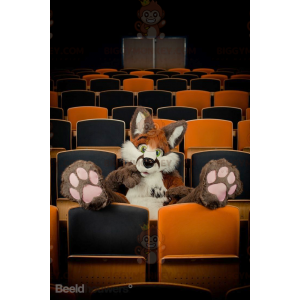 Helt behåret brun og hvid kat BIGGYMONKEY™ maskot kostume -