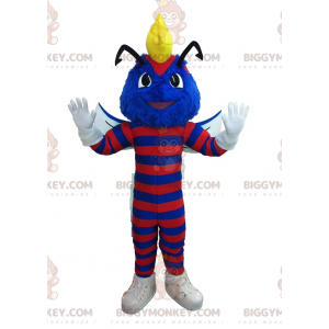 Costume da mascotte BIGGYMONKEY™ da insetto bruco blu e rosso -