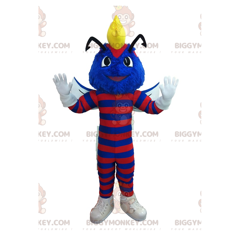 Costume de mascotte BIGGYMONKEY™ d'insecte de chenille bleue et