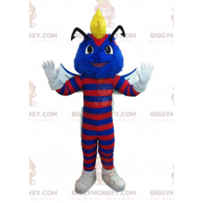 Costume da mascotte BIGGYMONKEY™ da insetto bruco blu e rosso -