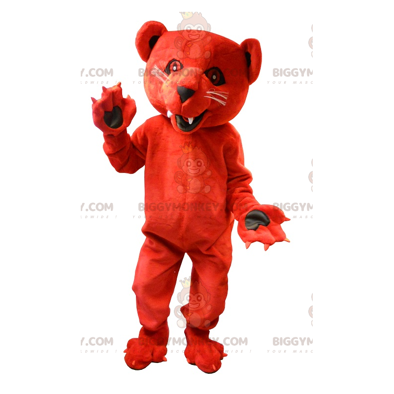 Costume de mascotte BIGGYMONKEY™ d'ours rouge rugissant et