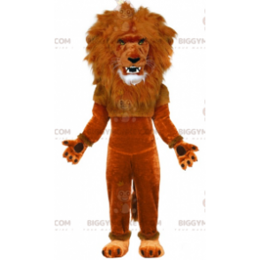 Costume de mascotte BIGGYMONKEY™ de lion marron avec une grande