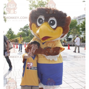 Costume de mascotte BIGGYMONKEY™ d'oiseau marron et blanc géant