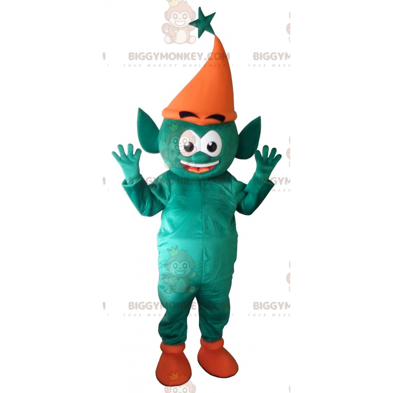 Costume da mascotte da folletto verde elfo gigante