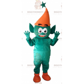 Giant Elf Green Leprechaun BIGGYMONKEY™ maskotkostume. Fairy