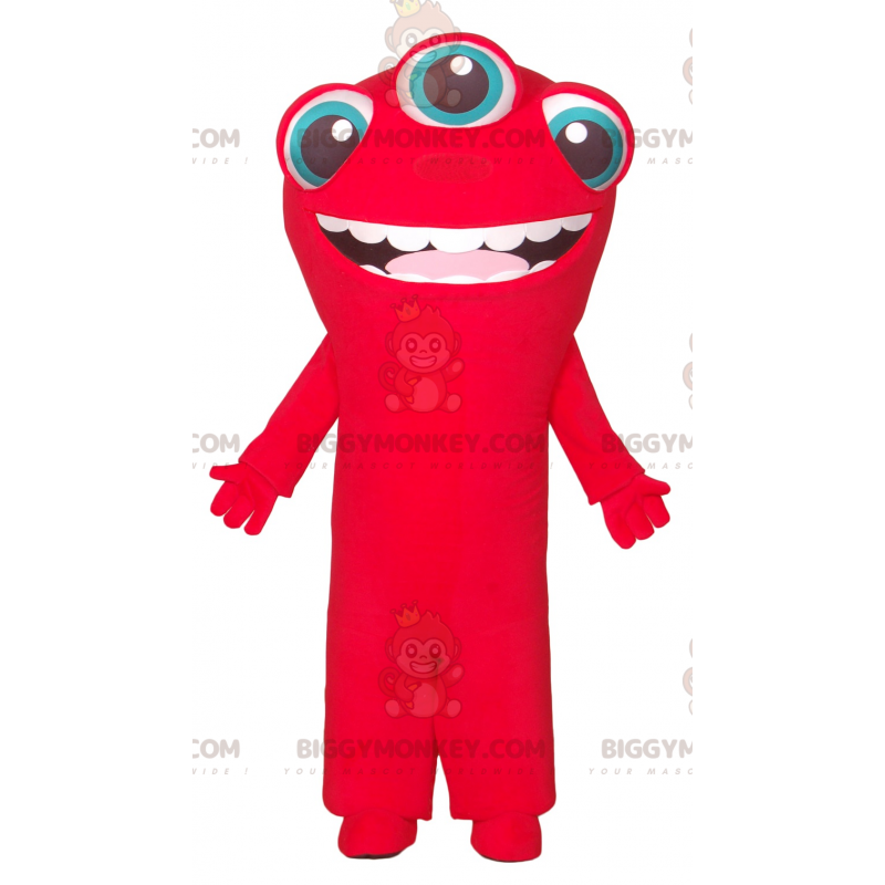 BIGGYMONKEY™ 3-Eyed Red Alien Mascot Kostuum - Biggymonkey.com