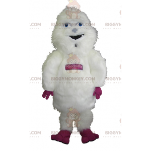 Traje de mascote de Yeti gigante peludo branco e rosa