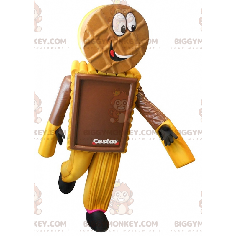 Costume della mascotte della torta di biscotti al cioccolato