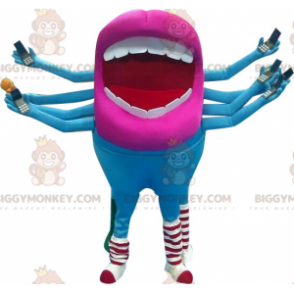 Giant mouth BIGGYMONKEY™ mascot costume with 8 arms. Alien