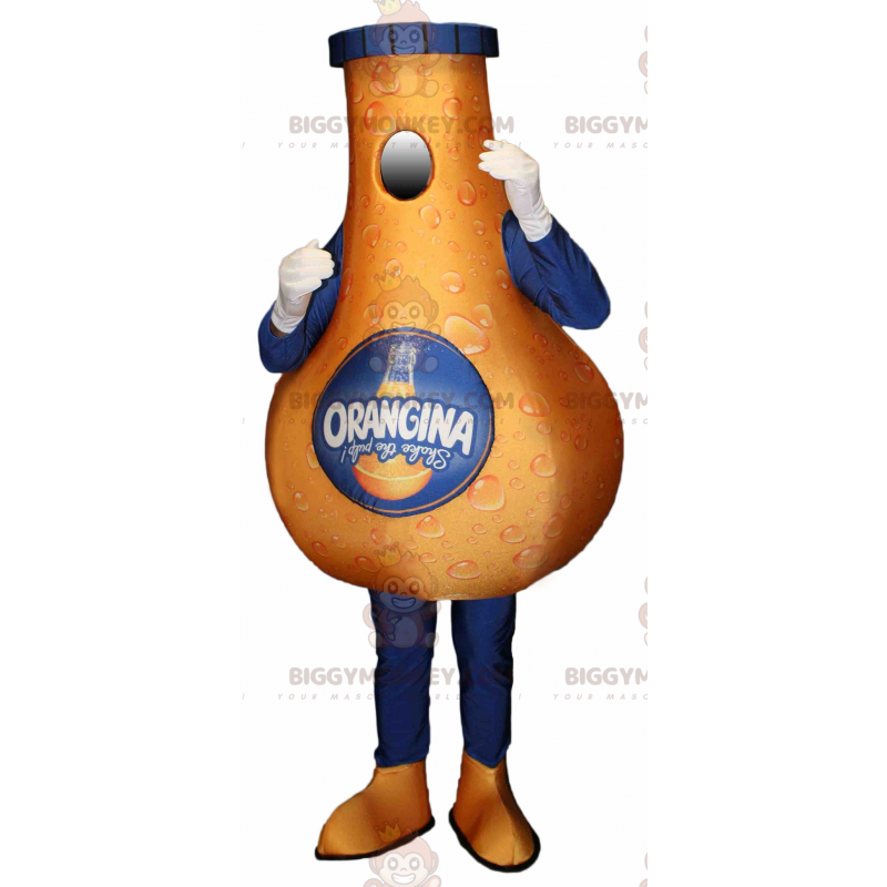 Costume de mascotte BIGGYMONKEY™ de bouteille d'Orangina