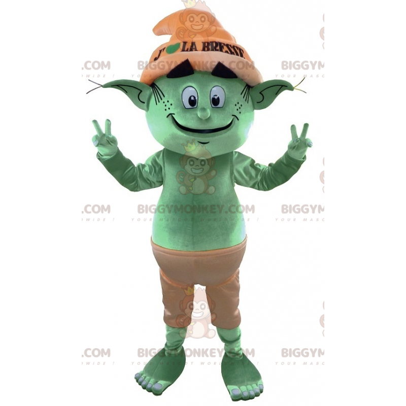 Costume da mascotte da folletto verde elfo gigante