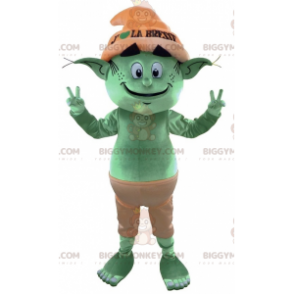 Costume da mascotte da folletto verde elfo gigante