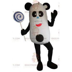 Costume de mascotte BIGGYMONKEY™ de panda noir et blanc très