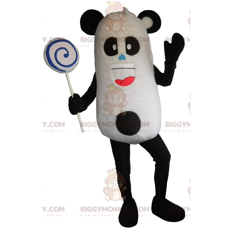 Molto divertente costume mascotte Panda BIGGYMONKEY™ in bianco