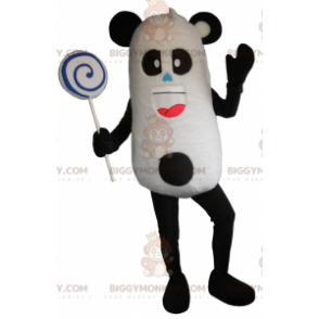 Costume de mascotte BIGGYMONKEY™ de panda noir et blanc très