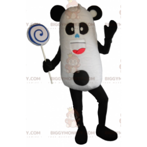 Disfraz de mascota BIGGYMONKEY™ de panda blanco y negro muy