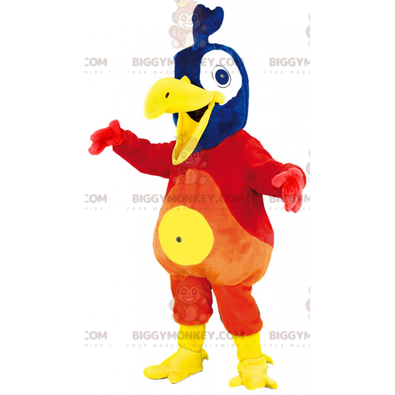 Costume da mascotte uccello BIGGYMONKEY™ molto colorato.