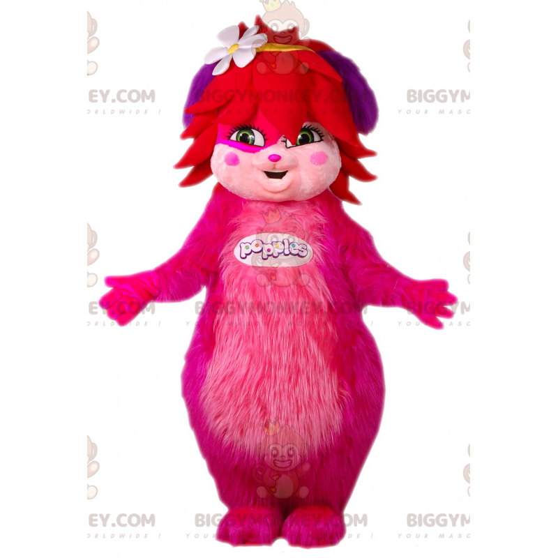 BIGGYMONKEY™ Popples-Maskottchen-Kostüm, rosa, behaart. rosa