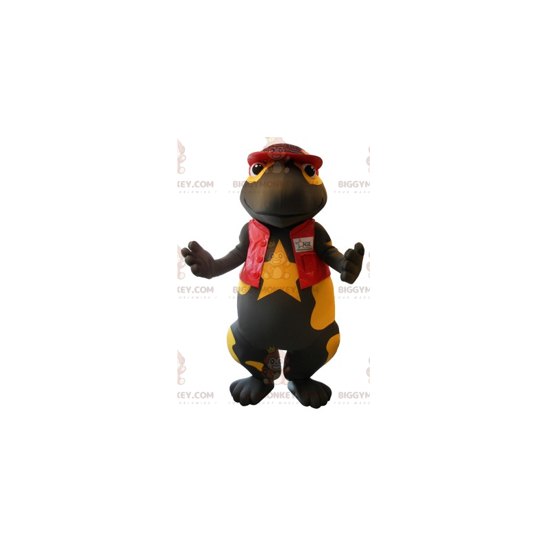 BIGGYMONKEY™ Costume da mascotte Salamandra gigante nera e