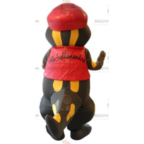 BIGGYMONKEY™ Zwart-gele mascottekostuum met reuzensalamander -