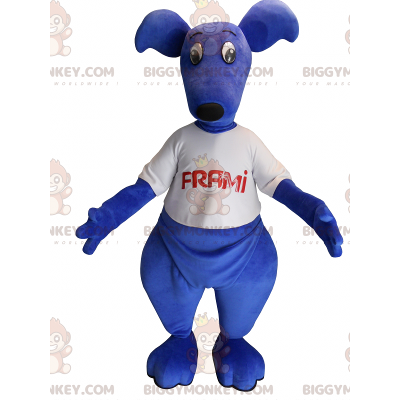 Blå känguru BIGGYMONKEY™ maskotdräkt med t-shirt. BIGGYMONKEY™