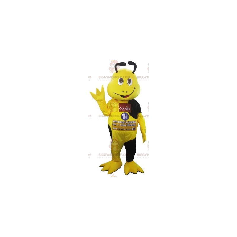 Traje de mascote BIGGYMONKEY™ amarelo e preto do Inseto