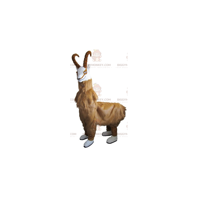 BIGGYMONKEY™ Furry Goat Buff mascottekostuum met hoorns -