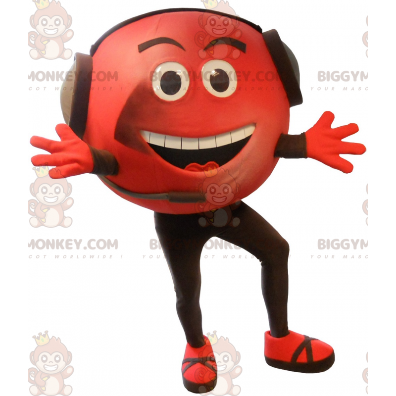 BIGGYMONKEY™ leende maskotdräkt för röd man med operatörshjälm