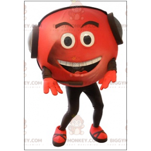 BIGGYMONKEY™ hymyilevän punaisen miehen maskottiasu, jossa